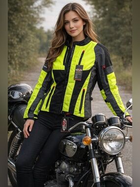 Joe Rocket Women’s Motorcycle Jacket Small Hi-Vis Yellow Black Armored NWT
